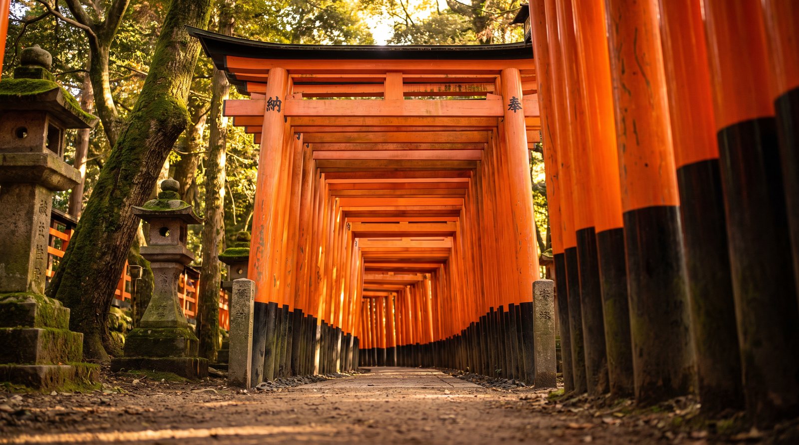 The vermilion torii gate tunnel at Fushimi Inari Taisha, Kyoto