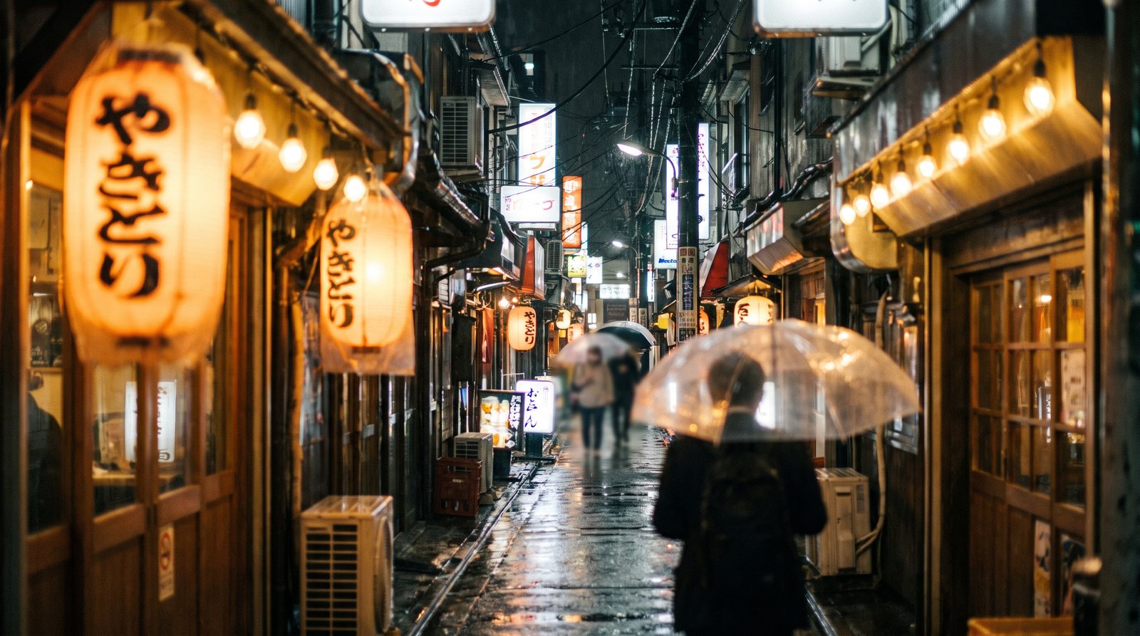 The narrow neon-lit alleys of Golden Gai at night, Shinjuku