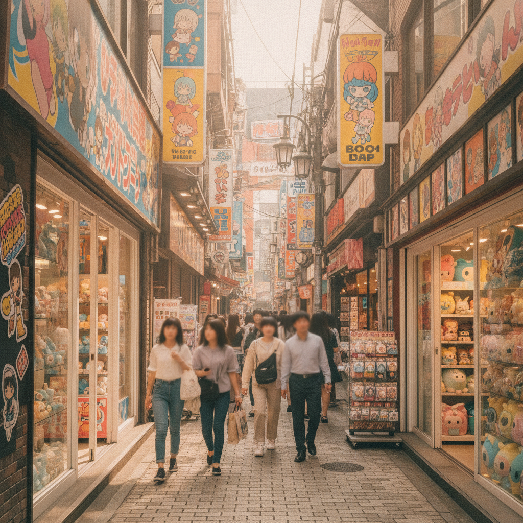 Anime shopfronts and fans along Otome Road in Higashi-Ikebukuro, Tokyo